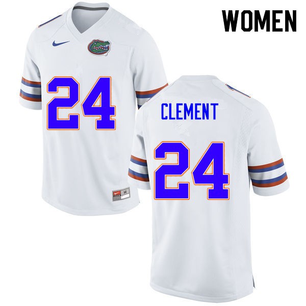 Women #24 Iverson Clement Florida Gators College Football Jerseys White
